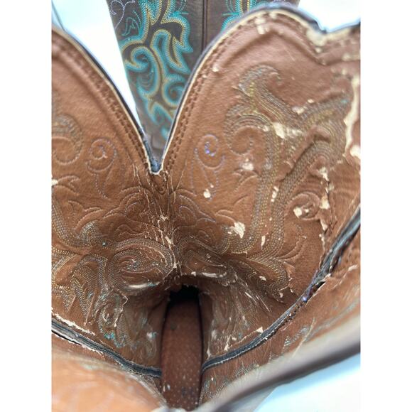 Justin Boots Brown and Teal Heeled Boots - Picture 7 of 8